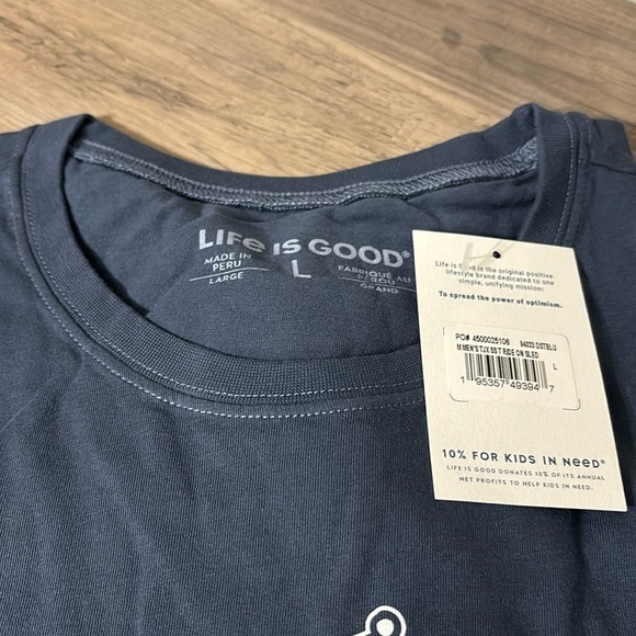 NWT! LIFE IS GOOD MEN'S LARGE Vintage NAVY BLUE JAKE & Rocket RIDE ON Sled Tee - Picture 6 of 13